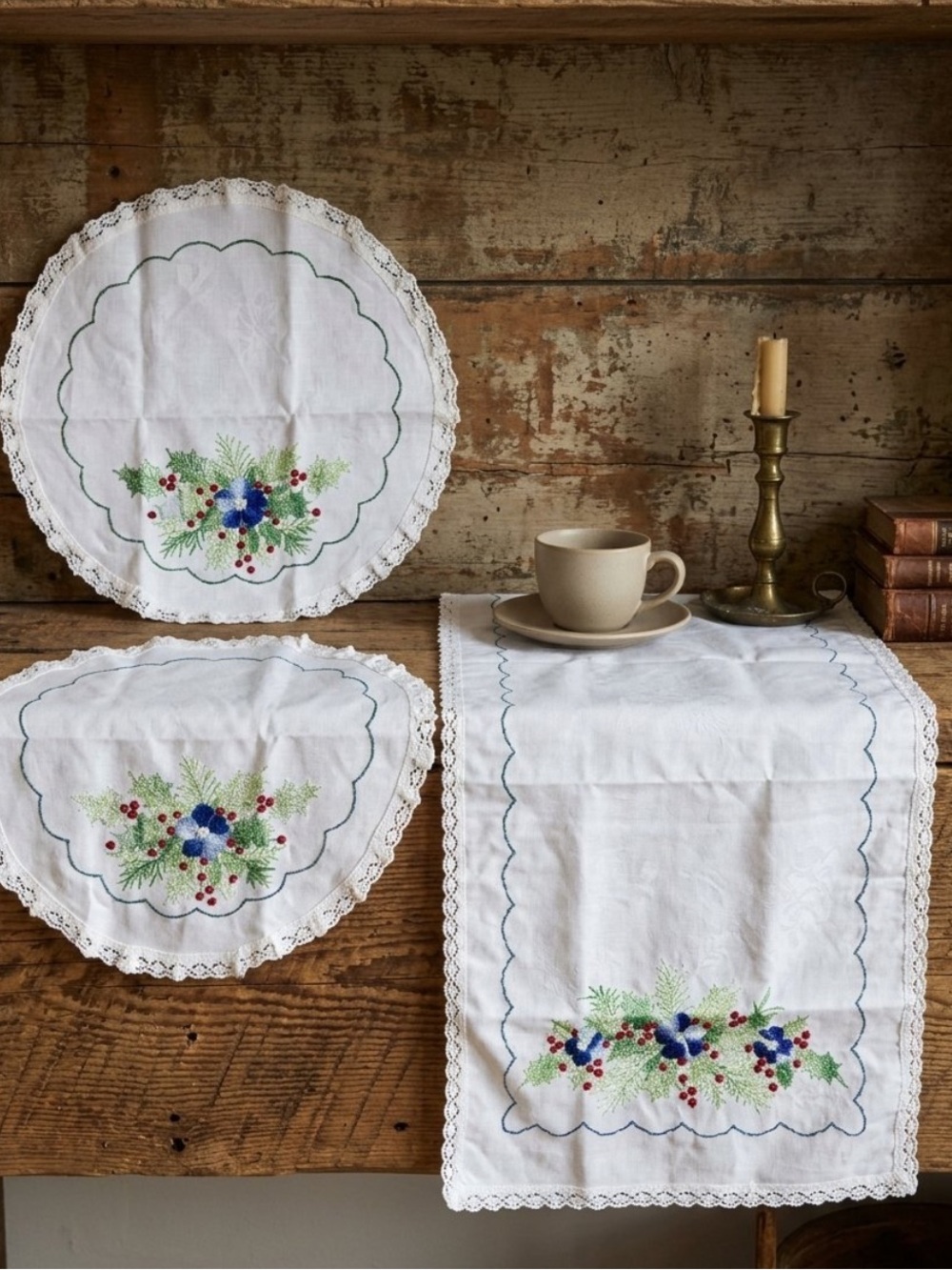 Embroidered Dresser Scarf Runner and Doily Set
New
Bucilla
Handmade